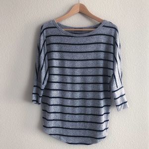 Market & Spruce Gray/Black Striped Top | Size S